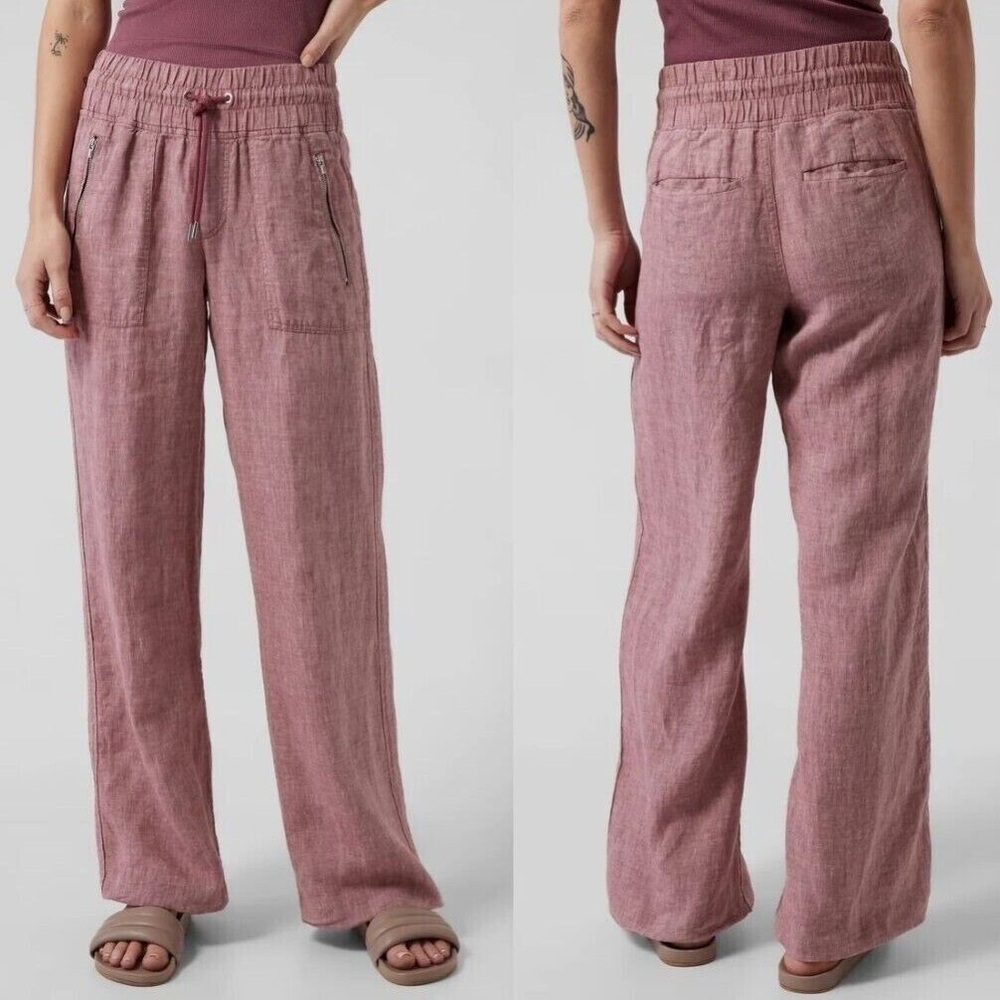 Athleta Cabo Linen Wide Leg Pants Size 18